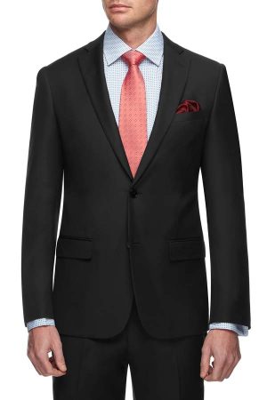 Pure Wool Suit. Slim Fit. Black Textured