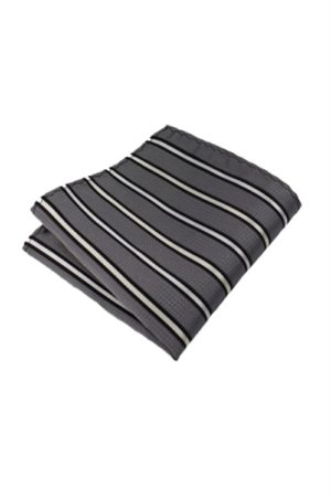 Silver Black & White Striped Hanky