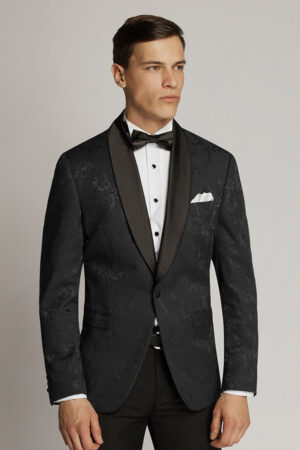 Black Satin Shawl Lapel, Black Paisley Jacket