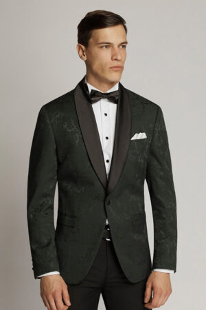 Black Satin Shawl Lapel, Green Paisley Jacket