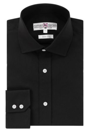 Pure Cotton, Regular Cuff, Slim Fit - Black
