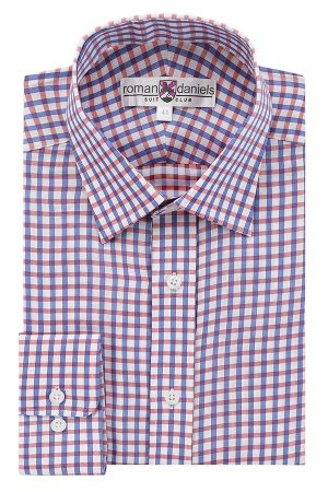 Pure Cotton, Regular Cuff, Regular Fit - Red Blue Check