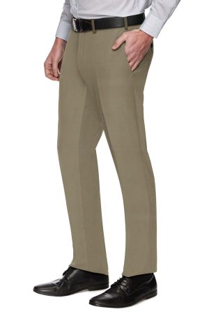 Mens Beige Serge Pure Wool Trousers