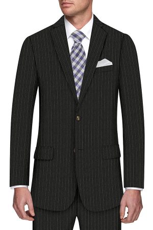 Super 130 Charcoal Stripe