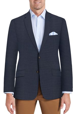 Mens Pure Wool Blue Houndstooth Jacket